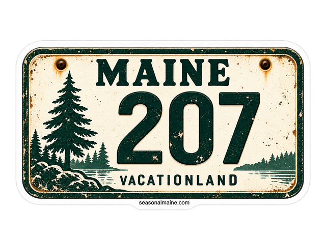 Maine 207 Vacationland plate design from the 3-inch gloss vinyl sticker collection