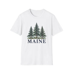 Maine Pine Forest unisex T-shirt in white