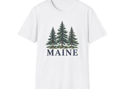 Maine Pine Forest unisex T-shirt in white