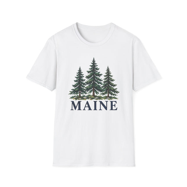 Maine Pine Forest unisex T-shirt in white
