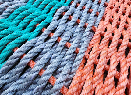 Coral, Gray & Teal Lobster Rope Doormat
