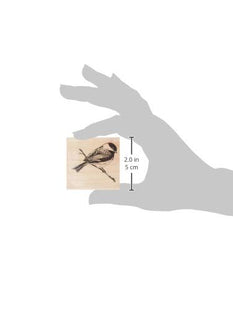 Inkadinkado Chickadee on a Branch Wood Stamp, 2'' W x 2'' L
