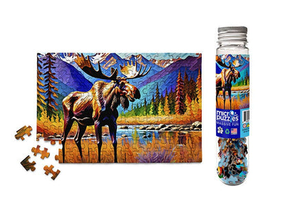 Colorful Moose wildlife forest mini jigsaw puzzle tube gift