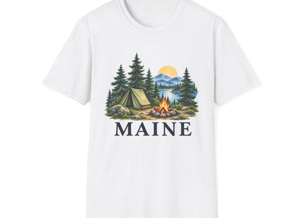 Maine Camp & Mountains unisex T-shirt in white