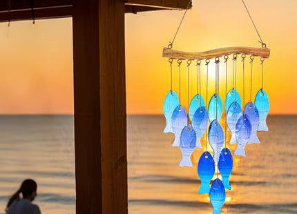 Blue Glass Fish Wind Chime