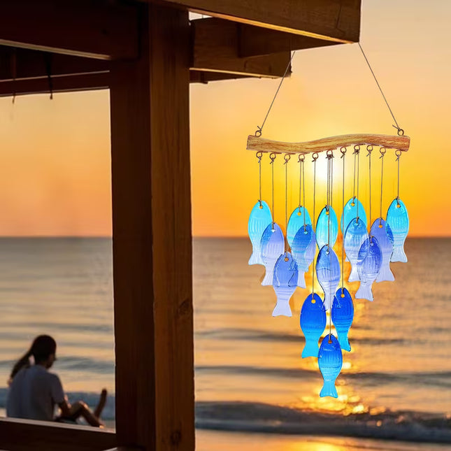 Blue Glass Fish Wind Chime
