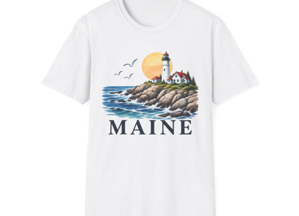 Maine Lighthouse Coast unisex T-shirt in white