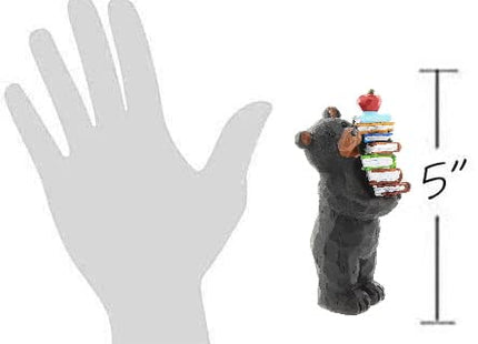 Black Bear Teacher with Stack of Books Figurine, 5"