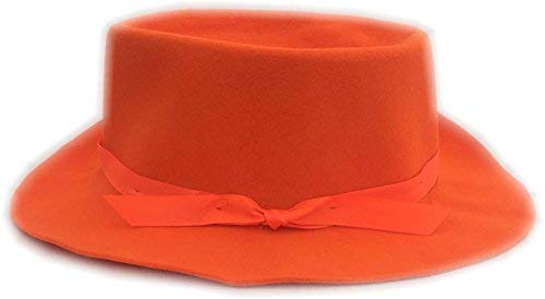 Authentic Rolled Wool Maine Crusher Hat (Blaze Orange, Large (7 3/8))