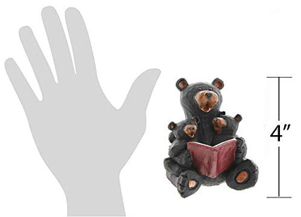 Lipman Black Bear Reading to Cubs Figurine, 4"
