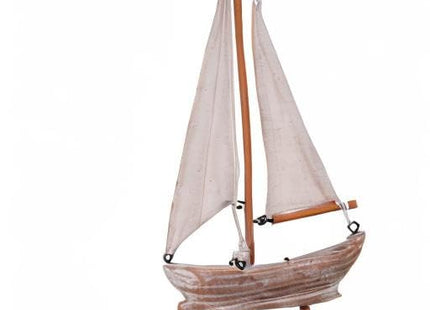 Wooden Sailboat Small Nautical Sail Boat Decor Coastal Beach Themed Ornaments for Home Bathroom Room Bedroom (B)