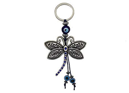 LUCKBOOSTIUM Dragonfly and Evil Eye Keychain Ring, Dragonfly Car Charm
