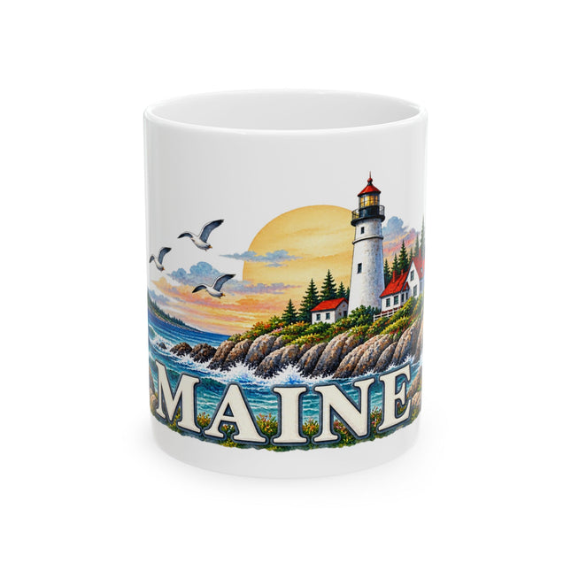 Maine Lighthouse Coast ceramic mug