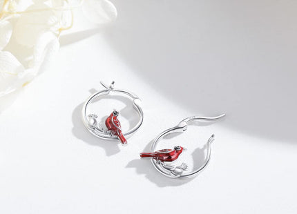Cardinal Earrings Sterling Silver Hypoallergenic Hoop Earrings for Sensitive Ears Cardinal Jewelry Gifts for Women