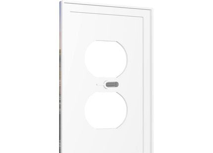 Lighthouse Sunrise Foggy Seascape 1 Gang Duplex Light Switch Cover Decorative Outlet Covers Wall Plate Electrical Faceplate Receptacle Home Switchplate for Bathroom Kitchen Decor