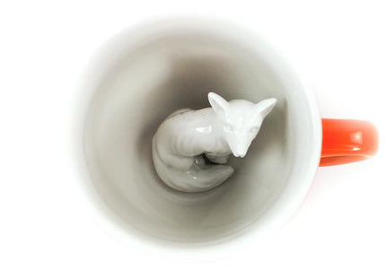 Creature Cups Fox Mug - Ceramic Coffee Cup with Hidden 3D Fox Inside, 11 oz