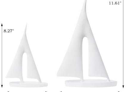 Saysmile Modern Sculptures Home Decor, Sailboat Decor Ornament, Boat Decorations Statue Decor, Art Sculptures and Statues, Sailboat Gifts Home Office Bathroom Shelf Decor (White-2 Pack)
