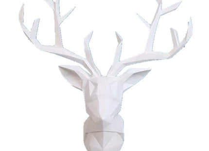 YJ Home Deer Head Wall Art - Geometrial Deer Head Sculpture Home Decor (White, XL)