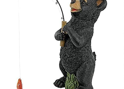 Design Toscano Hooked on Fishing, Fisherman Black Bear Statue