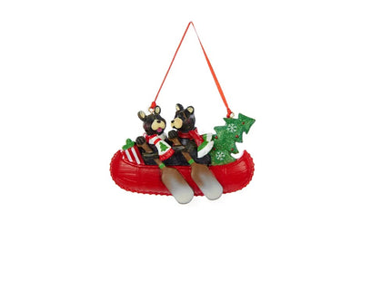 Kurt Adler 2.5" Resin Two Bear Canoe Family Ornament