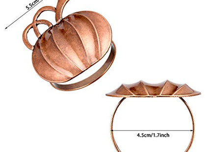 Patelai 6 Pieces Fall Pumpkin Napkin Rings Thanksgiving, Bronze