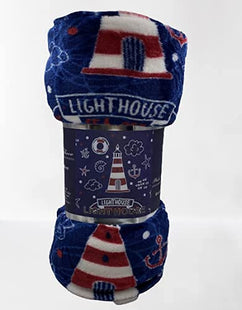 FAITH, HOPE, LOVE HOME DÉCOR The Shore Summertime Extra Soft Microplush Throw Blanket (50" X 60") - Lighthouse Blanket