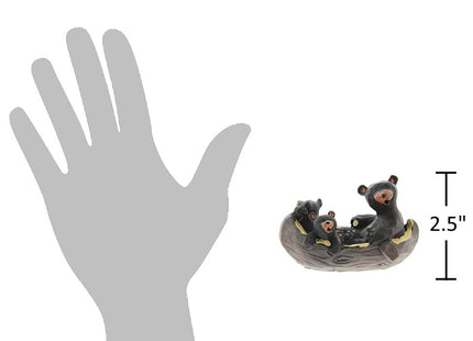 The Bridge Collection Black Bear Family Canoe Figurine with Cubs