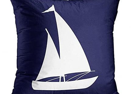 Emvency Set of 4 Throw Pillow Covers Summer Costal Navy Blue White and Gray Stripe Helm Anchor Boat Star Decorative Pillow Cases Home Decor Standard Square 18x18 Inches Pillowcases