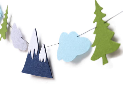 Felt Woodland Nursery Banner - Kids Mountain & Rustic Baby Room Decor, Woodland Theme Baby Shower Decorations