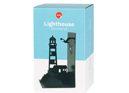 Balvi Lighthouse Bookends Black Colour Classic Coastal View: Lighthouse and Seagulls Metal