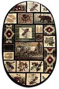 Carpet King Cabin Style Oval Area Rug Rustic Western Country Bear Elk Deer Bear Wildlife Lodge Native Design 386 (3 Feet X 4 Feet 7 Inch)