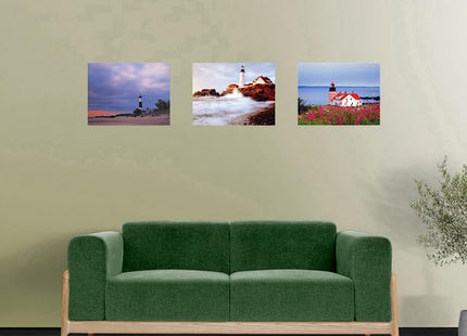Lighthouse Portland Maine Three Set 8x10 Picture Ocean Landscape Wall Decor Art Print Posters
