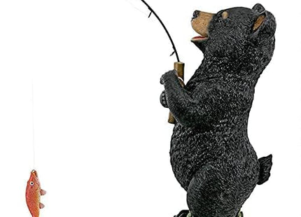 Design Toscano Hooked on Fishing, Fisherman Black Bear Statue