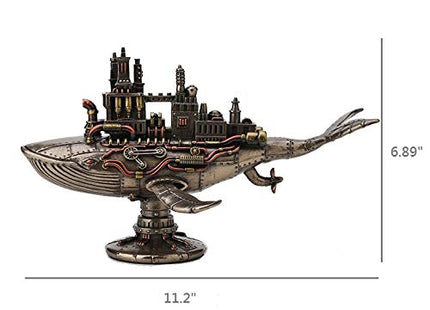 Veronese Design 6 7/8 Inch Steampunk Fifty Two Hertz Galactic Space Colony Whale Cold Cast Resin Bronze Finish Statue Home Decor