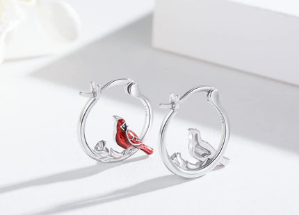Cardinal Earrings Sterling Silver Hypoallergenic Hoop Earrings for Sensitive Ears Cardinal Jewelry Gifts for Women