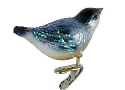 Old World Christmas Nuthatch Glass Blown Ornament for Christmas Tree, Handcrafted Holiday Decoration, Clip - Bird Watcher Clip Collection