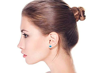 Blue Opal Delicate Nautical Created Crab Stud Earrings .925 Sterling Silver