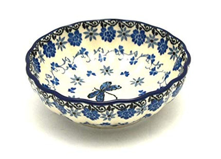 Polish Pottery Bowl - Shallow Scalloped - Small - Dragonfly