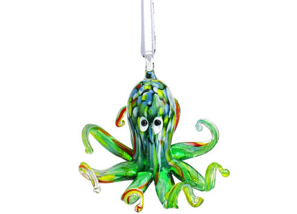 2'' Art Glass Octopus Coastal Hanging Ornament