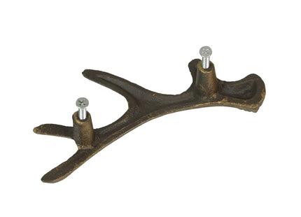 Zeckos Set of 6 Deer Antler Drawer Pulls, 6.25 Inch Bronze Cast Iron