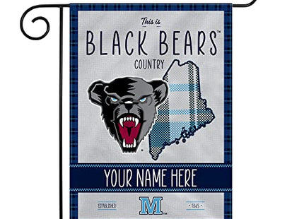 Rico Industries NCAA Maine Black Bears This is Bears Country - Plaid Design Personalized Garden Flag