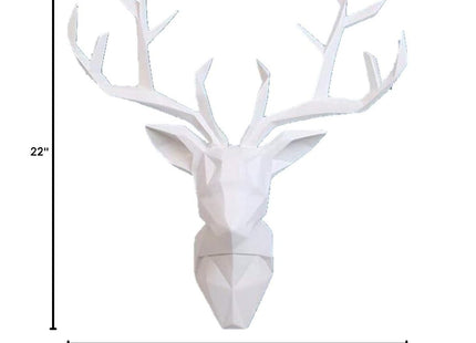 YJ Home Deer Head Wall Art - Geometrial Deer Head Sculpture Home Decor (White, XL)