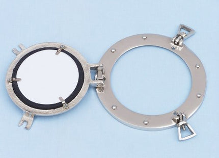 Hampton Nautical Deluxe Class Chrome Porthole Mirror, 8", Chrome