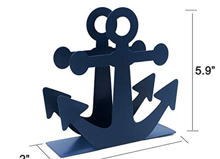 BetyHom Vintage Metal Nautical Anchor Napkin Holder (BLUE)