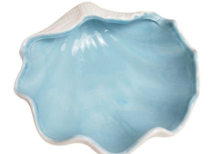 Garneck Shell Shape Jewelry Dish Tray - Ceramic Shell Candy Server Bowl - Multifunction Seashell Decor Bowl for Home Organising Jewellery, Holding Food (Bule)