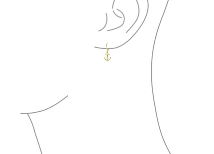 Small Nautical Anchor Dangle Earrings 14K Gold Plated .925 Sterling Silver