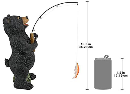 Design Toscano Hooked on Fishing, Fisherman Black Bear Statue