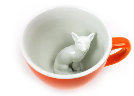 Creature Cups Fox Mug - Ceramic Coffee Cup with Hidden 3D Fox Inside, 11 oz
