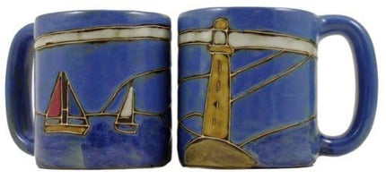 One (1) MARA STONEWARE COLLECTION - 16 Ounce Coffee Cup Collectible Dinner Mug - Lighthouse Design