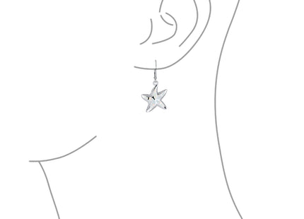 Nautical Created Blue Opal Dangle Earrings Sterling Silver Leverback